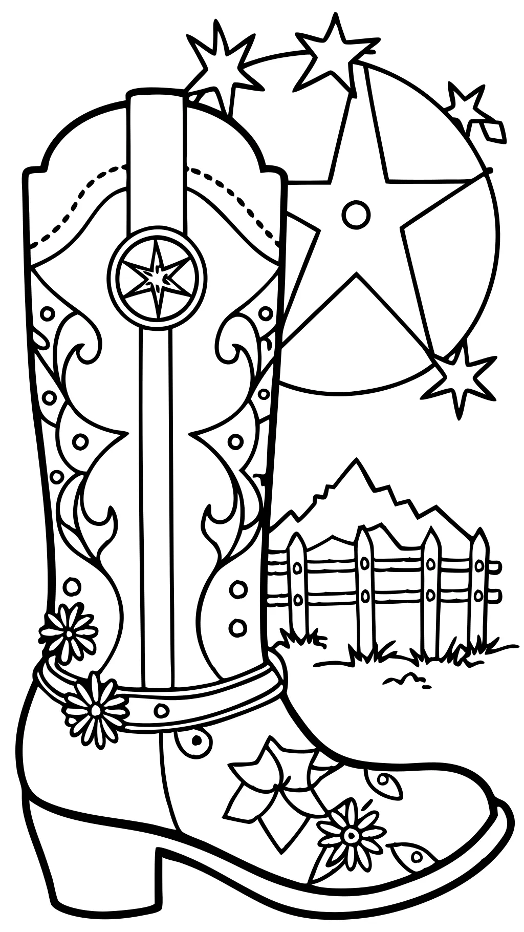 coloring page cowboy boot